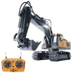 Remote Control Excavator Toy – with Metal Shovel, Lights, and Sounds (JCB)
