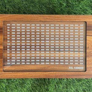 “Handcrafted Wooden Saving Money Bank with Carved Design – Savings Box for Kids & Adults